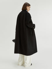 Lapel Collar Long Wool Coat