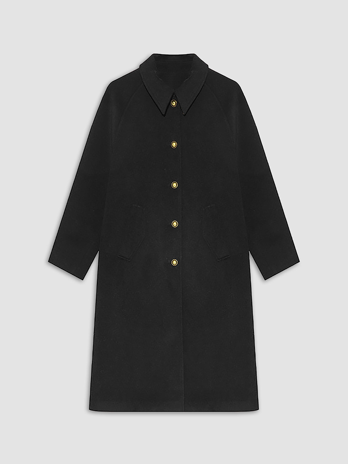 Lapel Collar Long Wool Coat