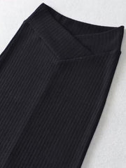 V-Waistband Rib Knit Long Skirt