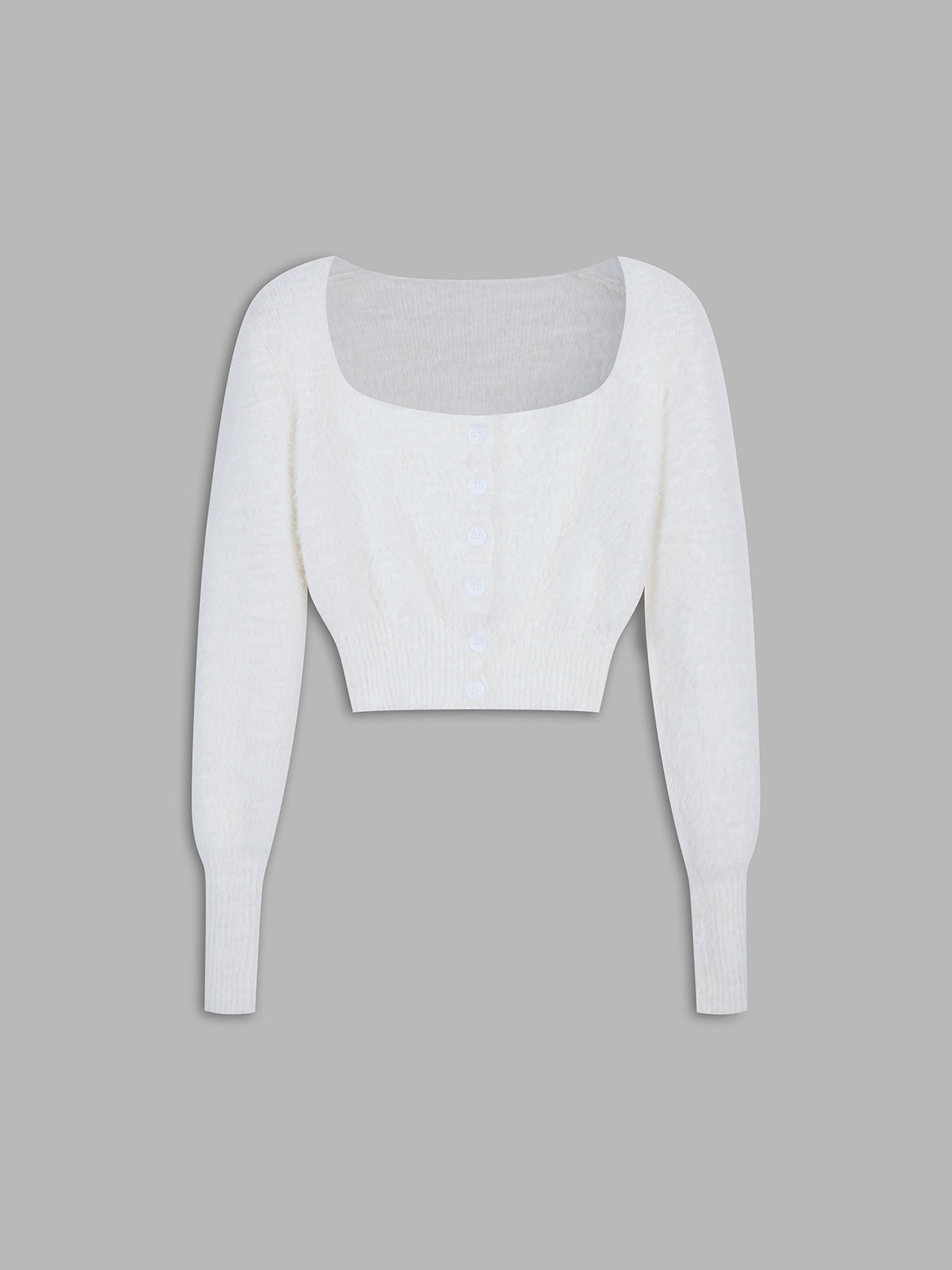 Vanilla Cream Furry Button Up Sweater