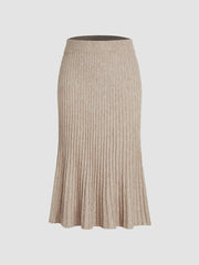 Creamy Latte Texture Slit Long Skirt