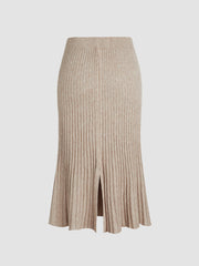 Creamy Latte Texture Slit Long Skirt