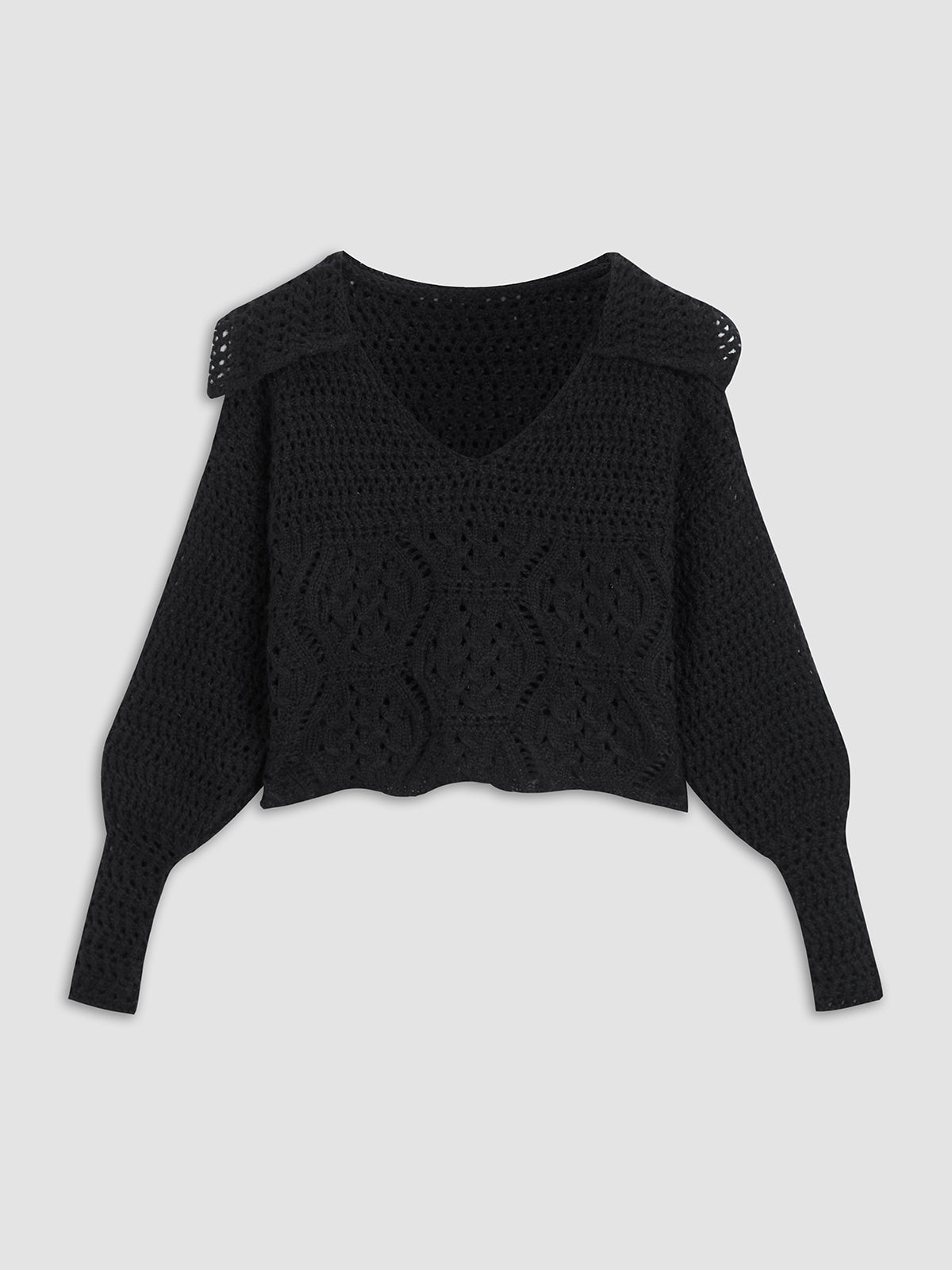 V-Neck Collared Texture Sweater