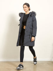 Lightweight Faux Fur Trim Quilted Parka Coat