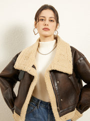 Leisurely Shearling Leather Flight Jacket