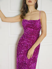 Dazzling Glitters Slit Midi Dress