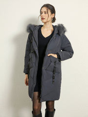 Lightweight Faux Fur Trim Quilted Parka Coat