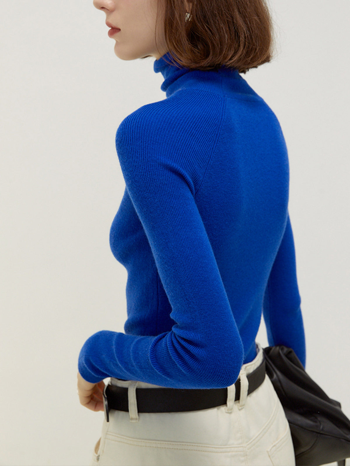 Solid Ribbed Wool Knit Top