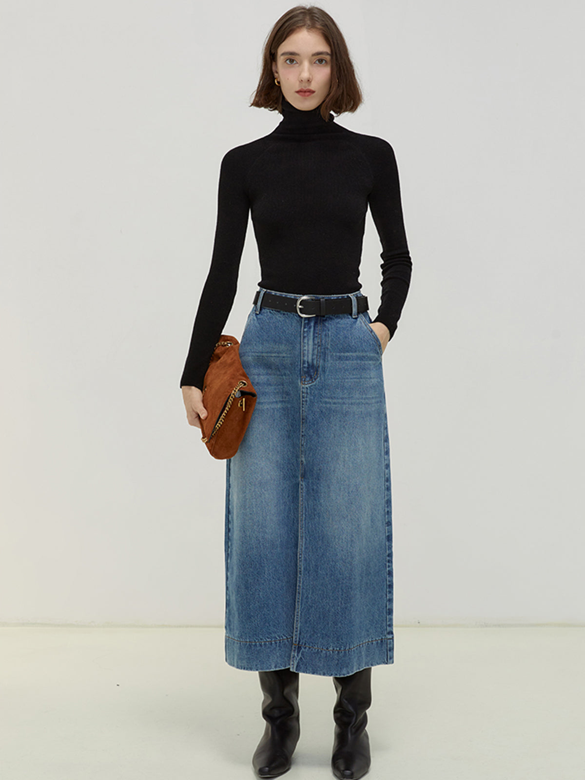 Solid Ribbed Wool Knit Top