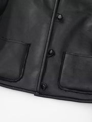 Dark Night Shearling Leather Flight Jacket