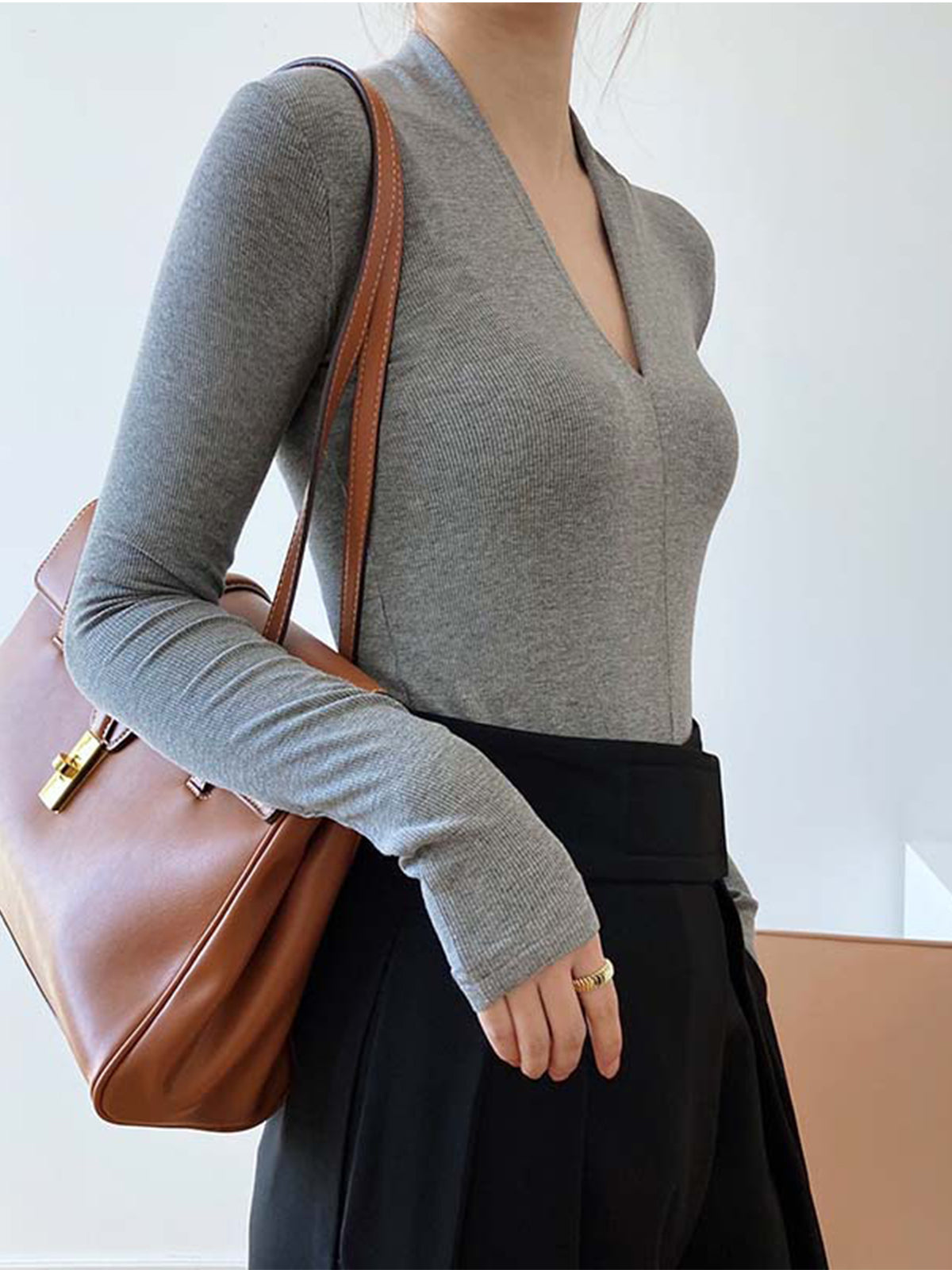 Solid Long Sleeve Knit Top