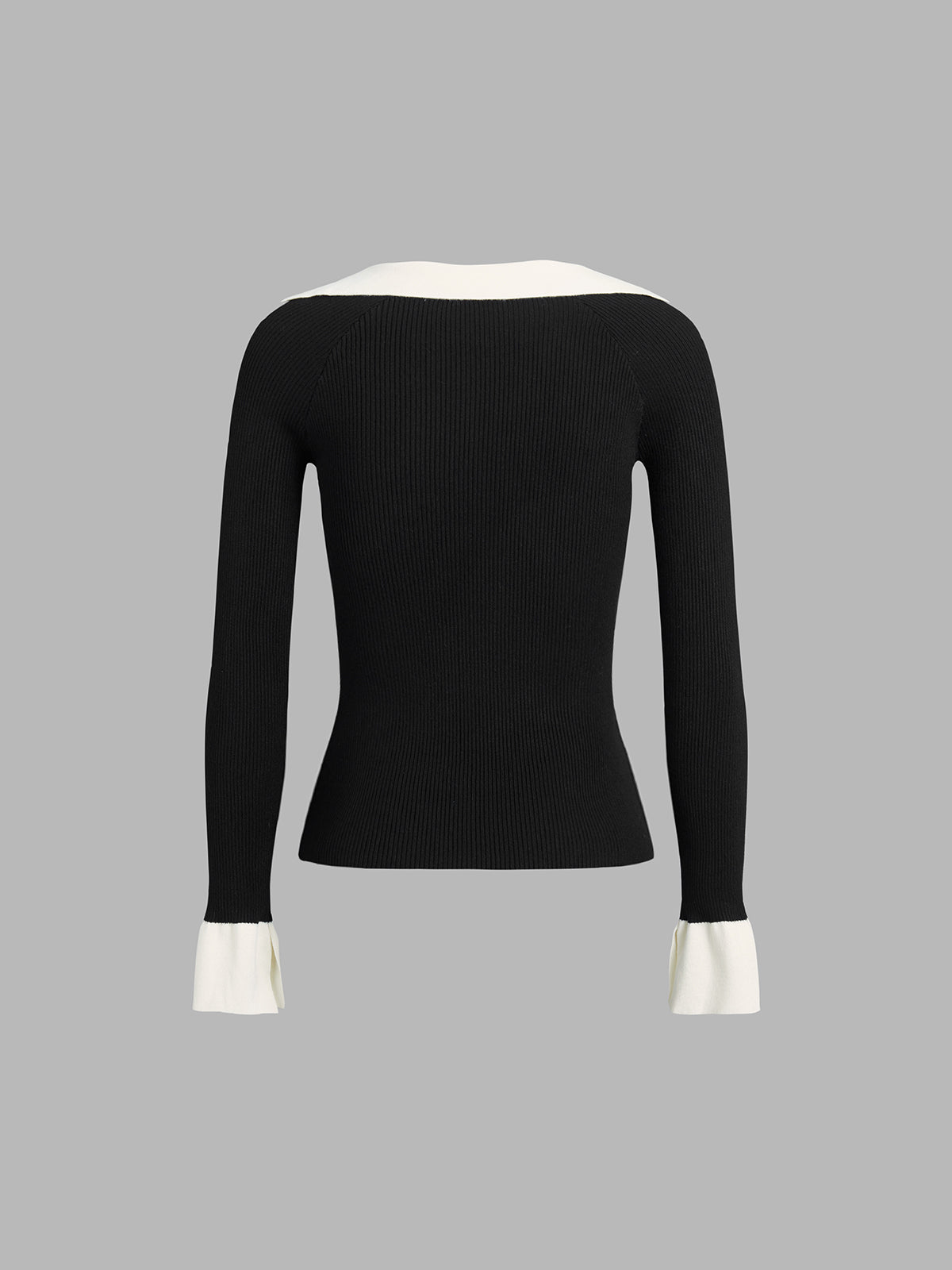 Two Tone Square Neck Knit Top