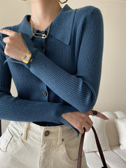 Collared Button Up Knit Top