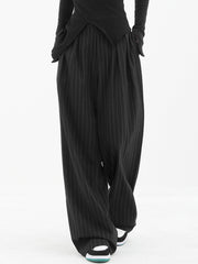 Baggy Pinstripe Wide Leg Dress Pants