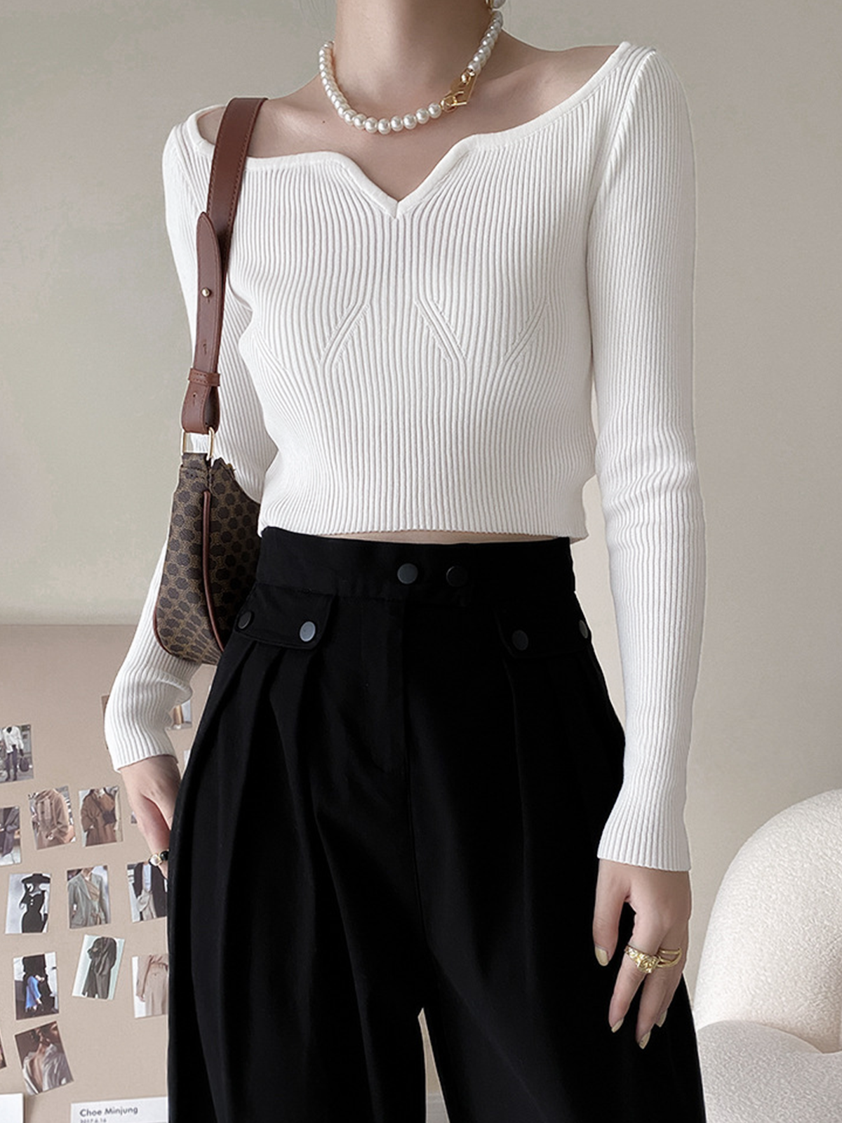 V-Neck Textured Knit Top