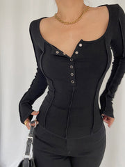 Button Up Corset Long Sleeve Shirt