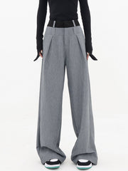 Contrast Binding Wide Leg Pants