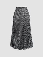 Chain Pattern Pleated Long Skirt