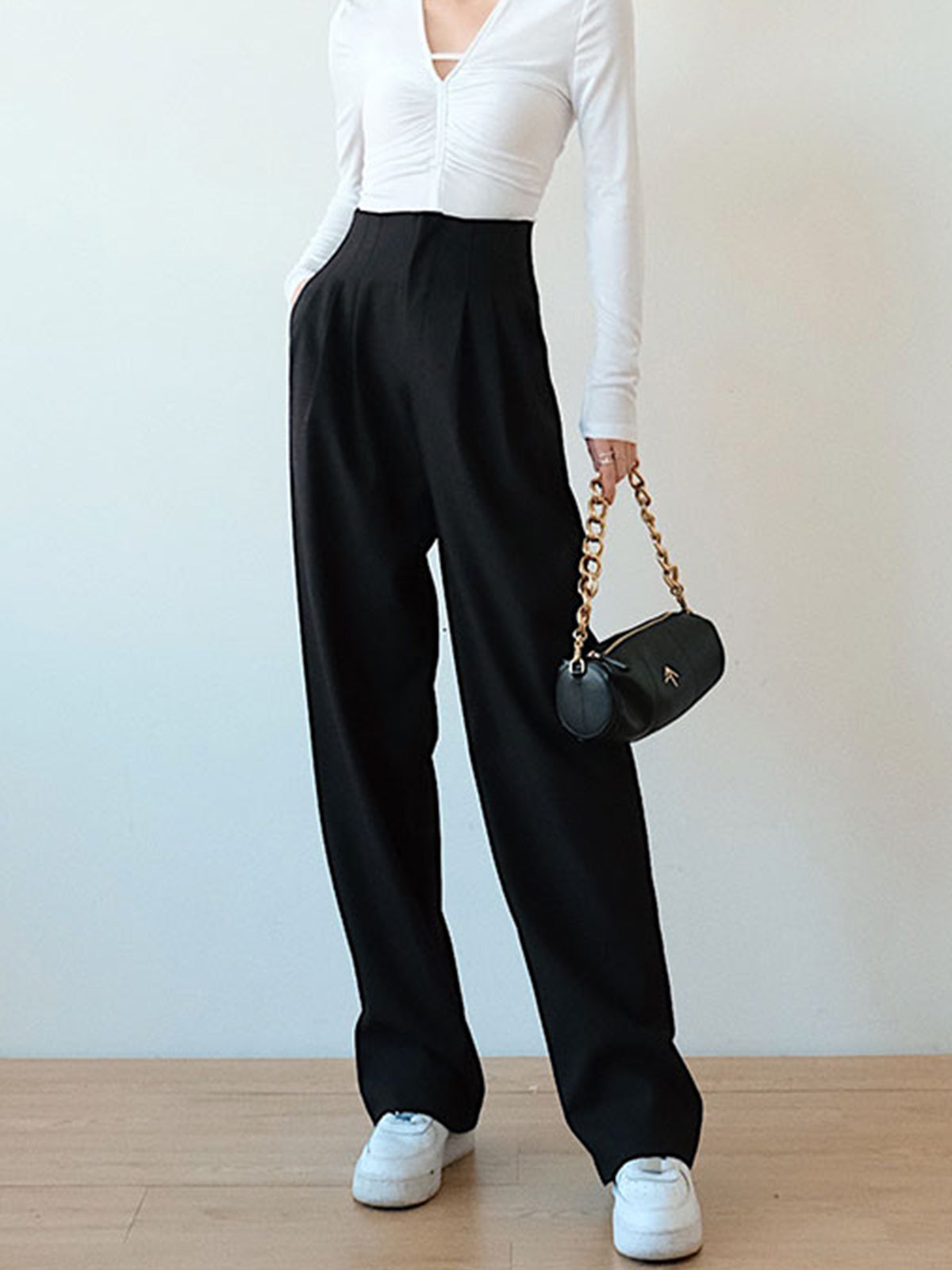 High Waist Pleated Wide Leg Pants