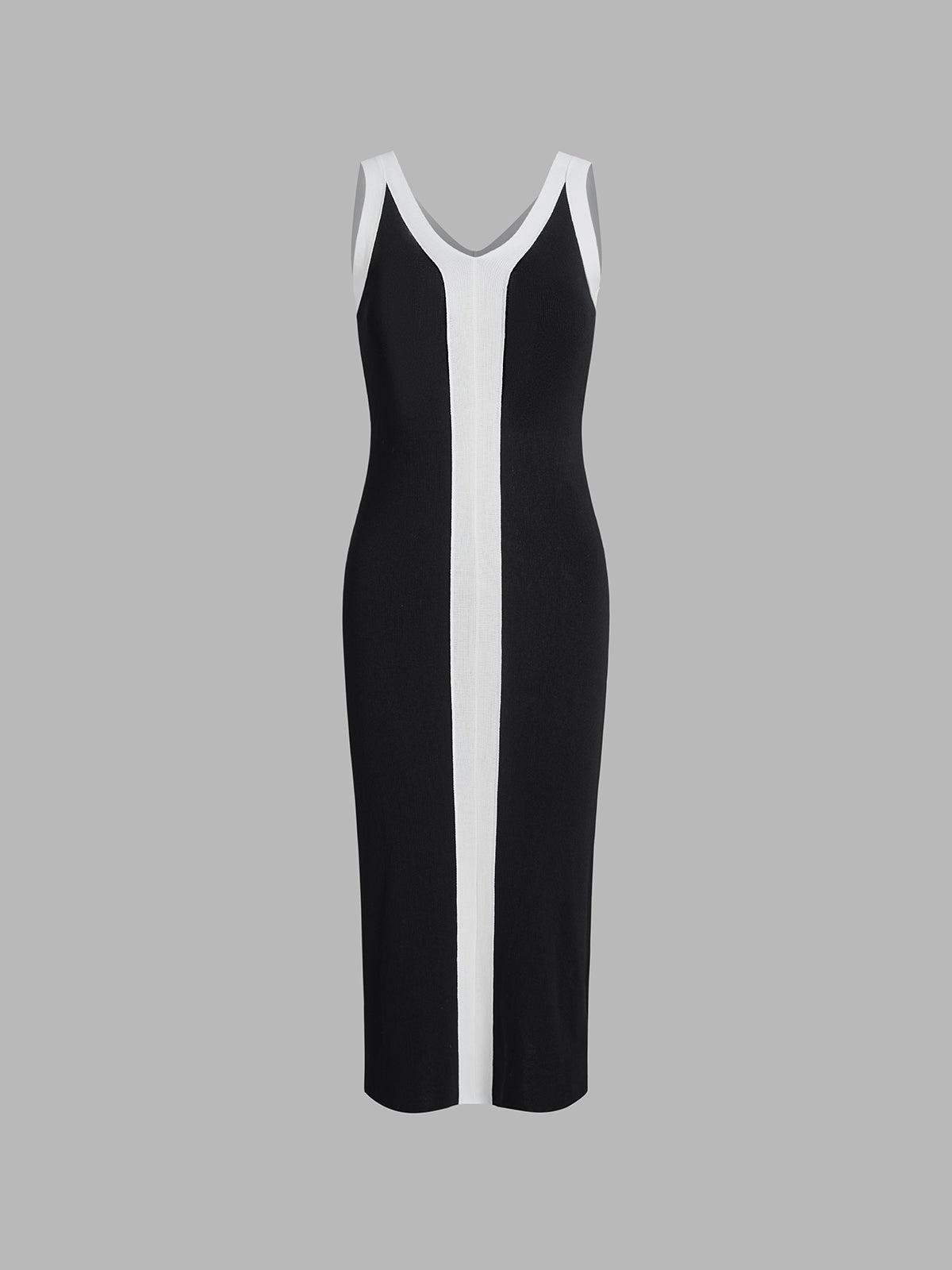 V-Neck Monochrome Long Dress