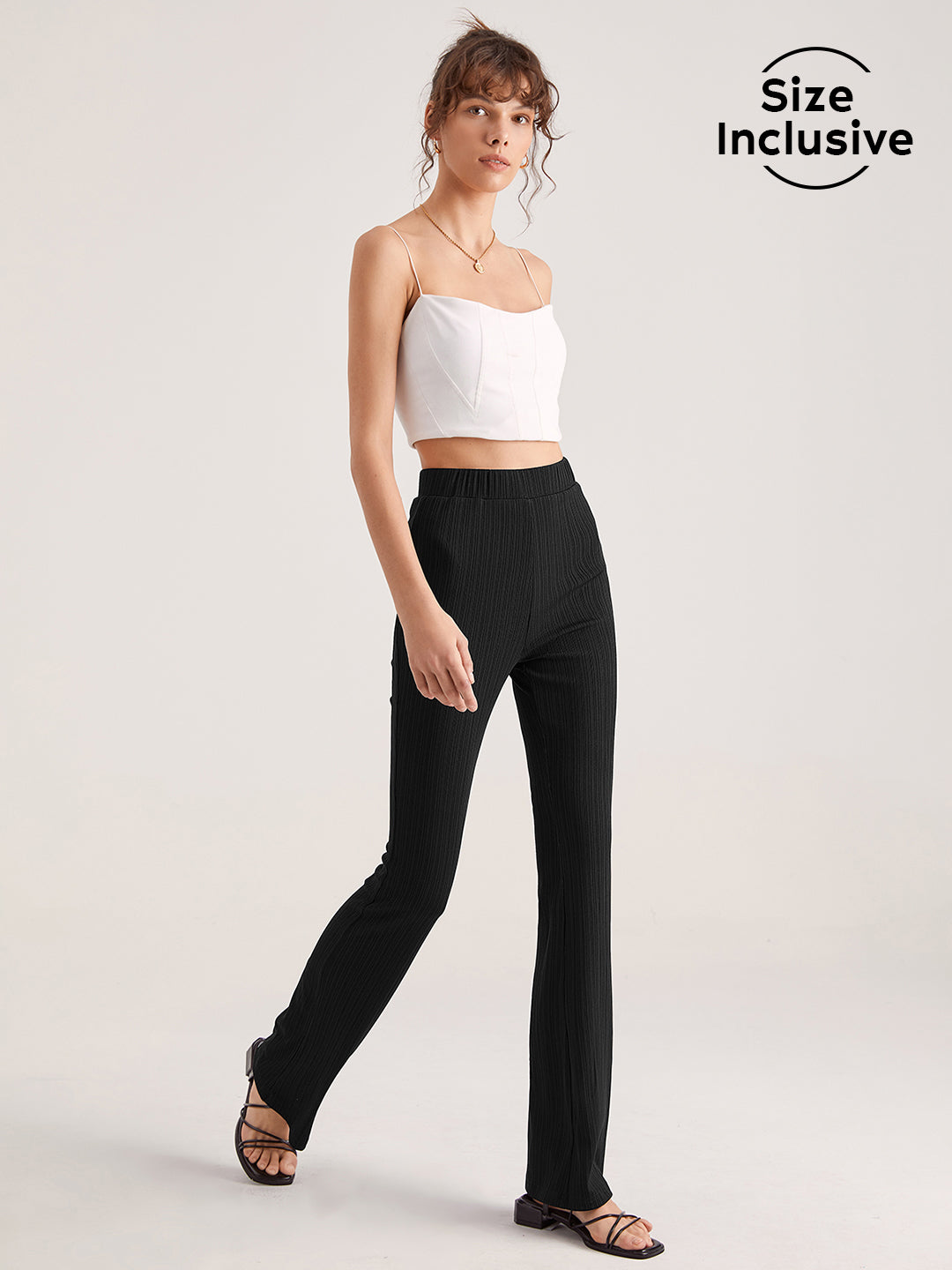 High Waisted Essential Seam Detail Flare Pants