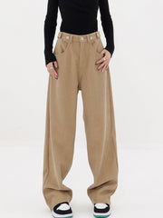 Solid Corduroy Baggy Wide Leg Pants