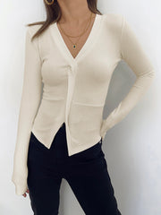 V-Neck Twist Long Sleeve Shirt