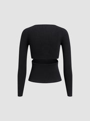 Keyhole Cutout Long Sleeve Shirt