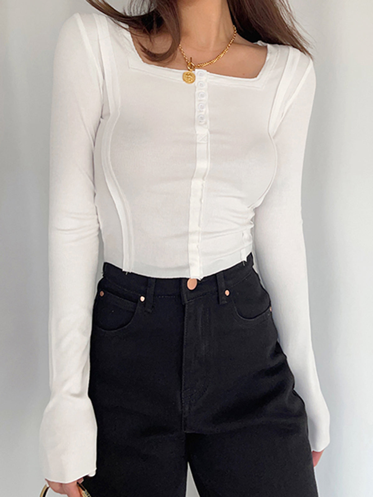 Esther Ribbed Button Up Long Sleeve Shirt
