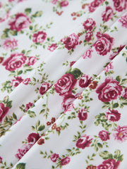 Rose Fantasy Lace Trim Slit Strap Midi Dress