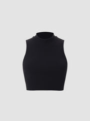 Open Back Tie Ribbed Crop Top