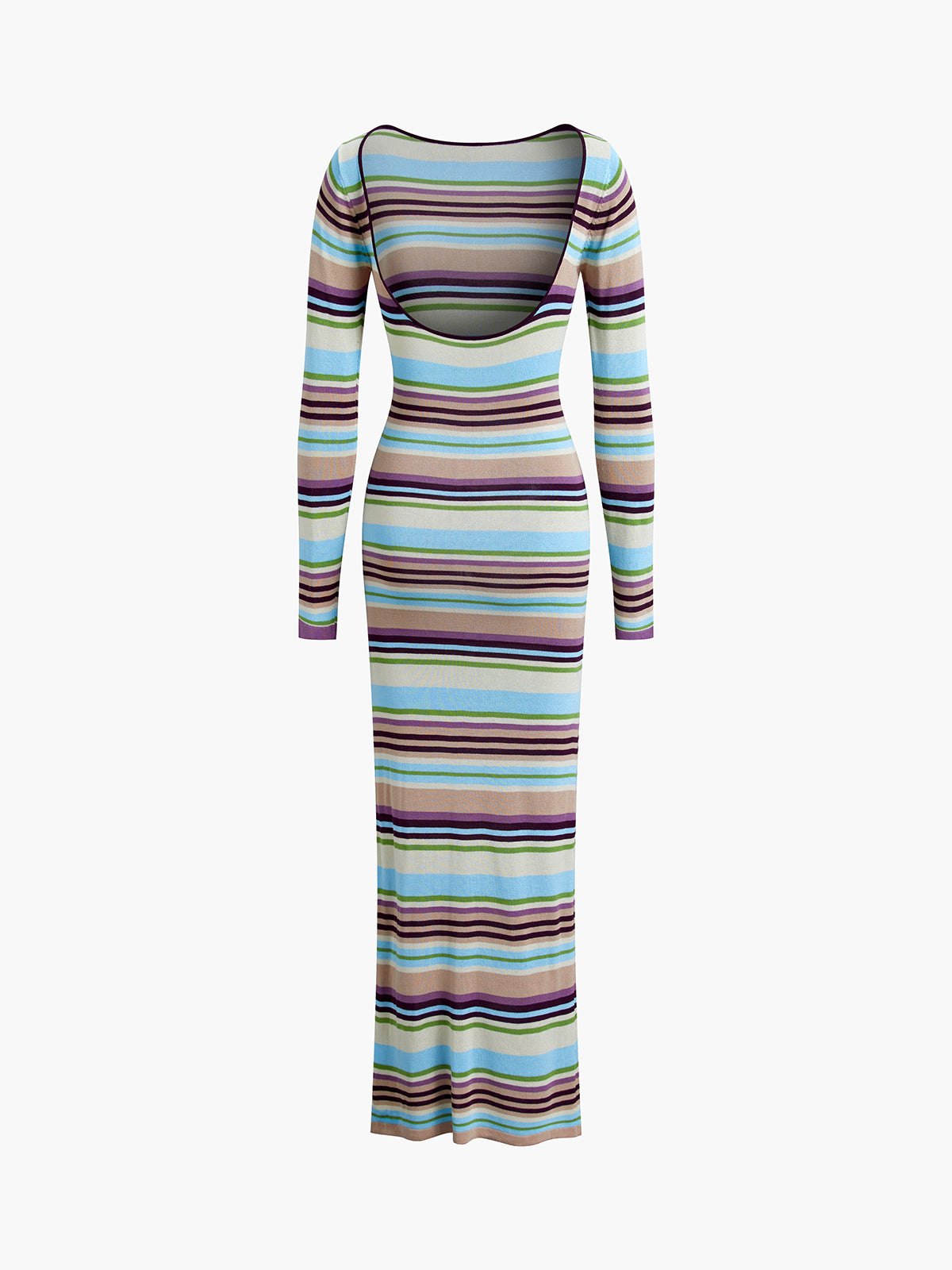 Rainbow Stripe Open Back Flowy Long Dress