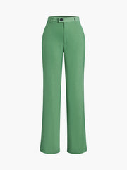 Fitted Button Straight Leg Pants