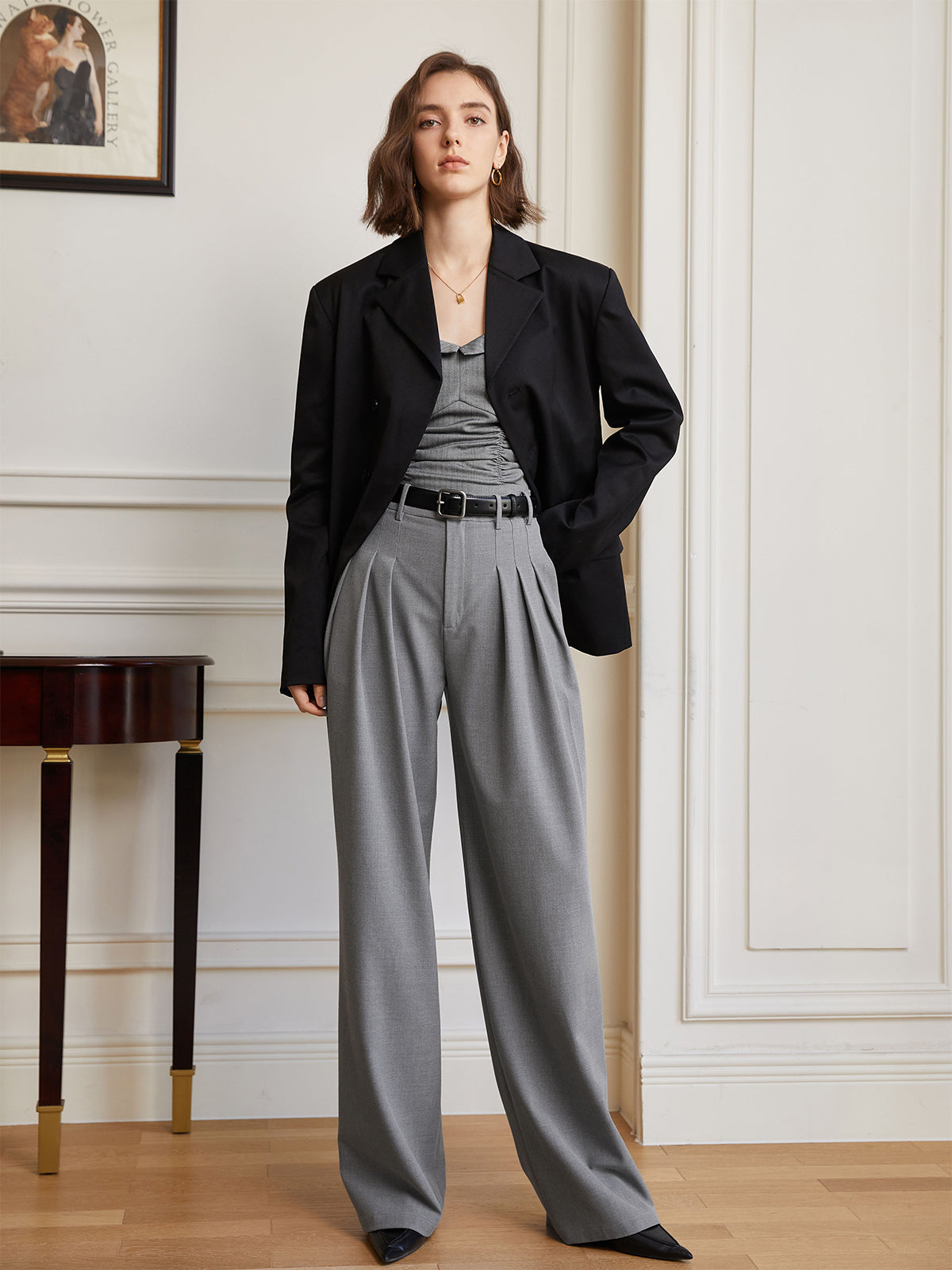 Effortless Full Length Pleated Wide Leg Pants