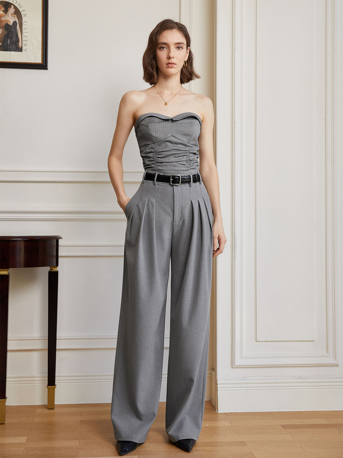 Effortless Full Length Pleated Wide Leg Pants