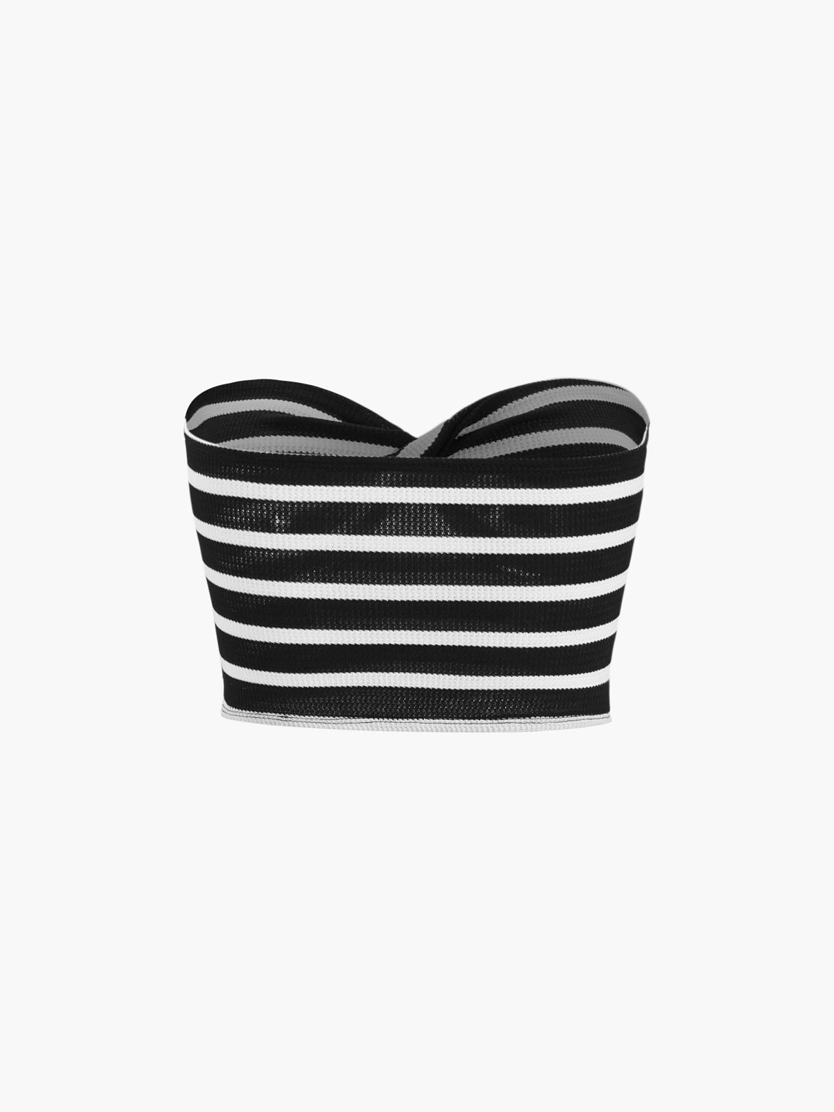 Stripe Twist Crop Strapless Tube Top