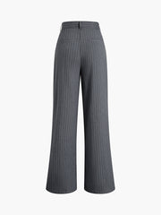 Pinstripe Pleated Straight Leg Pants