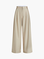 Utility Buttoned Pleat Wide Leg Pants