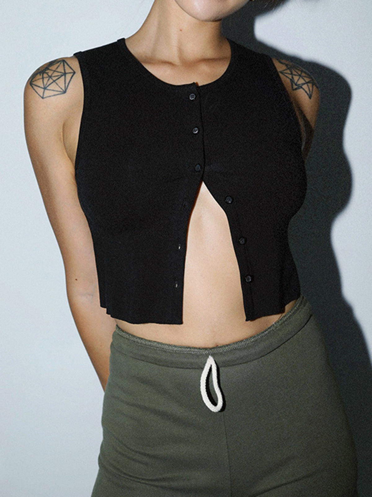 Leisure Button Down Crop Vest