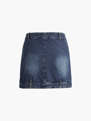 Vintage Buttoned Denim Skirt
