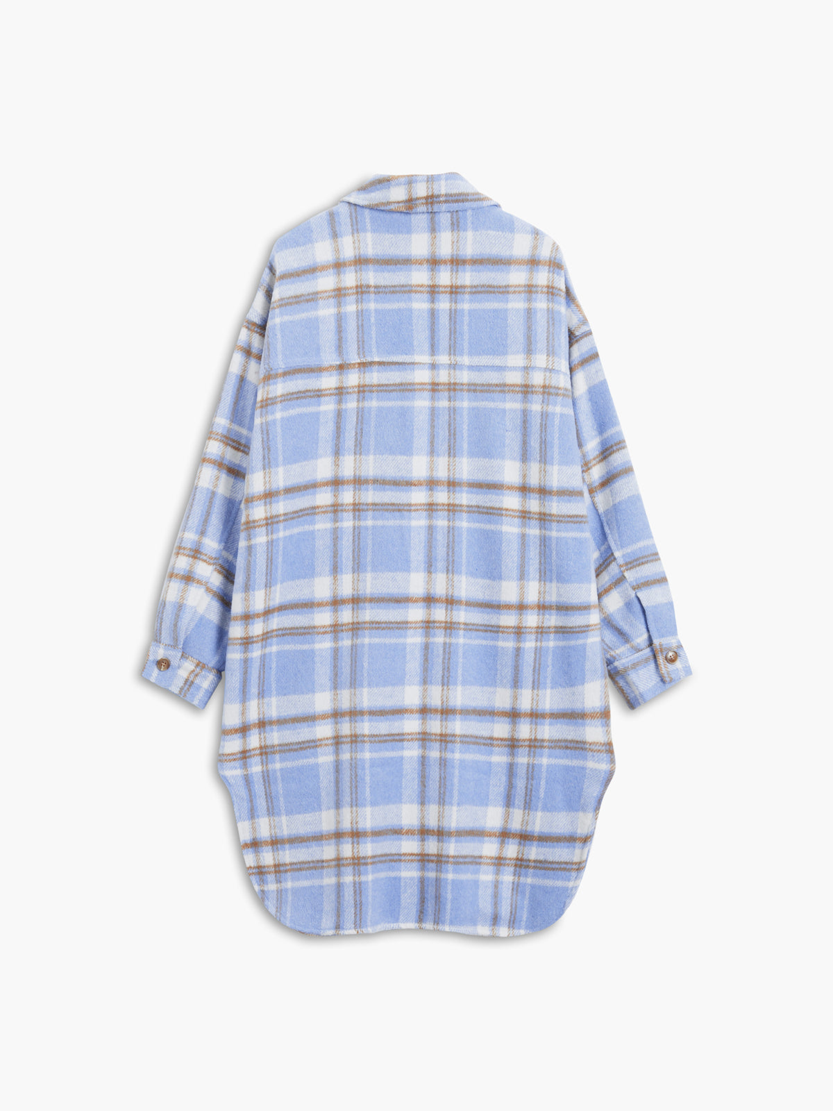 Plaid Long Brushed Wool Shirt Jacket