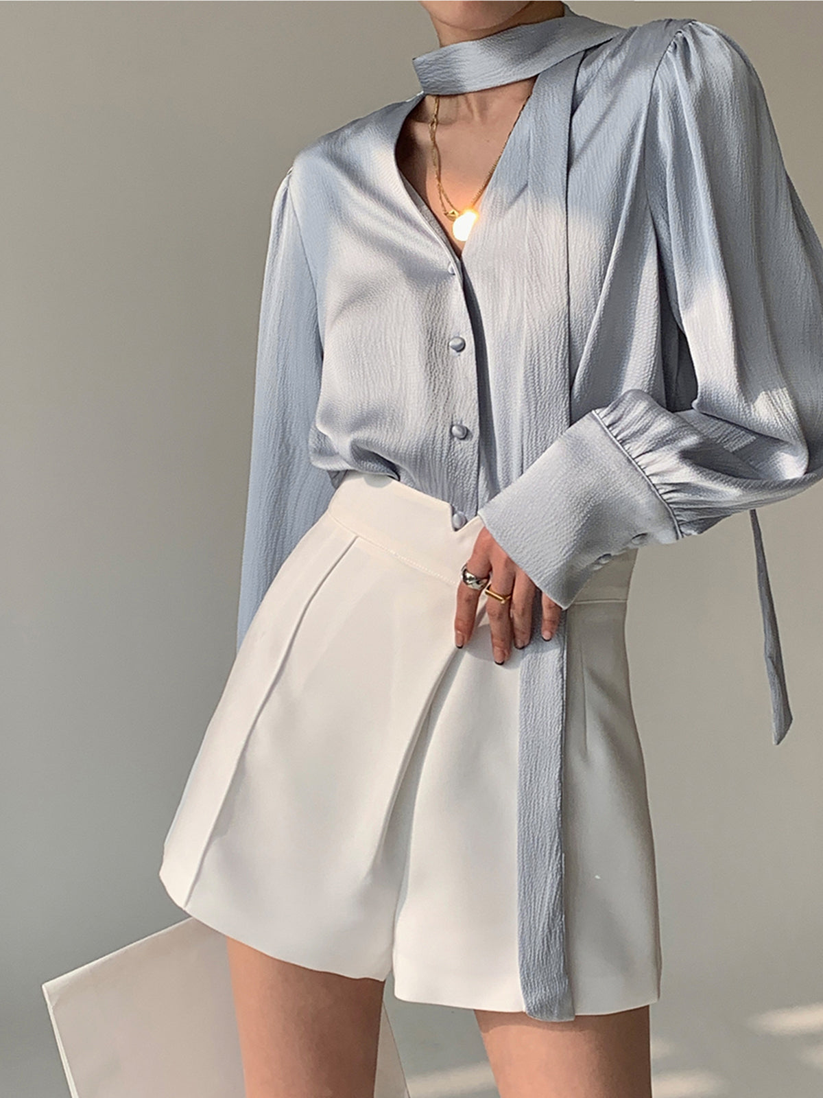 Buttom Down Satin Oversized Shirt