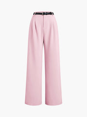 Belted Smart Straight Leg Pants