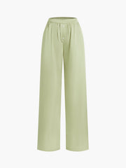 Leisure Pockets Satin Wide Leg Pants