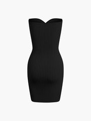 Cutout Rib Strapeless Bodycon Short Dress