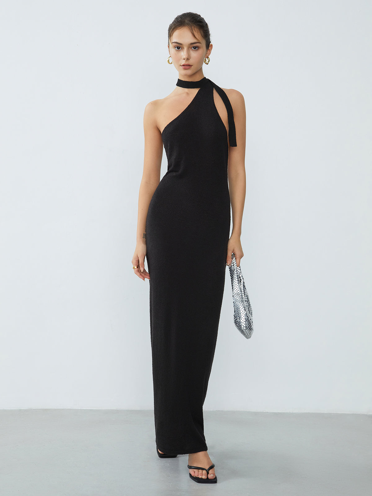 Asymmetrical Halter Long Dress