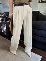 Belted Smart Straight Leg Pants