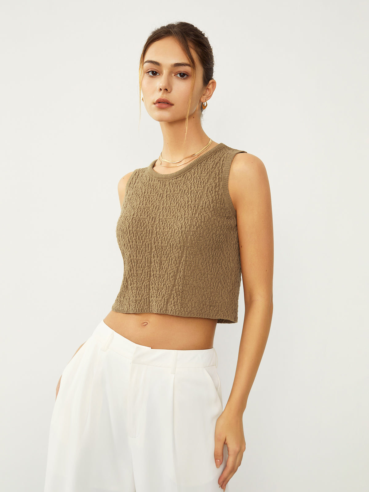 Leisure Textured Crop Tank Top