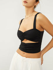 Ruched Cutout Crop Tank Top