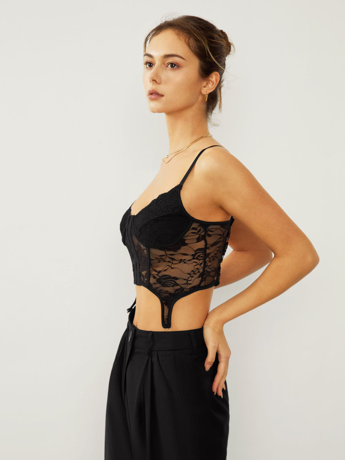 Hook-and-Eye Lace Crop Corset